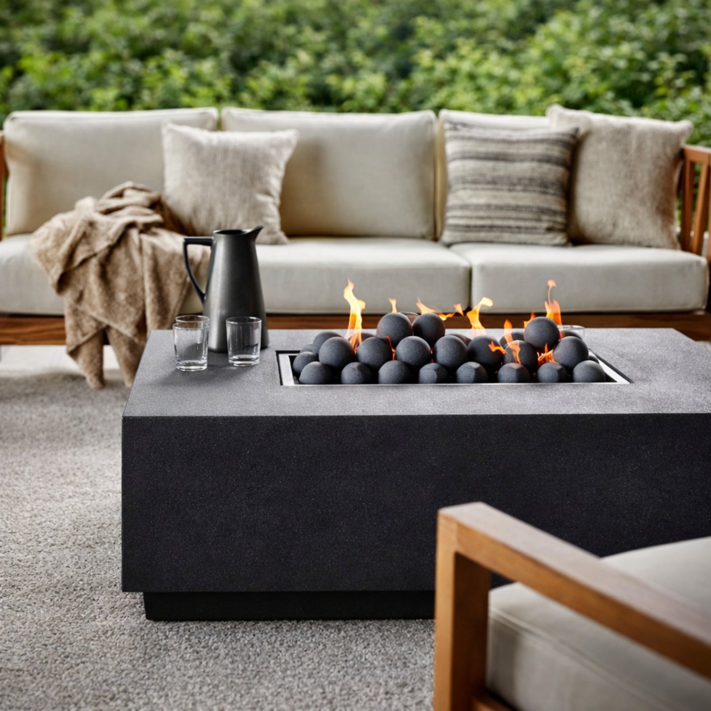 Concrete Fire Pit Table - Rectangular