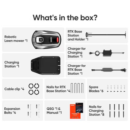 X5 Wireless 8 In. Robot Lawn Mower 0.5 Acre / 21500 Sq. Ft., All-Wheel-Drive, App Control, AI Obstacle Avoidance and RTK