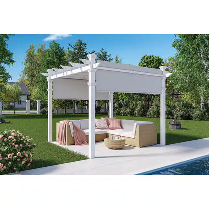 120"L X 120"W X 108"H Vinyl Malibu Canopy Pergola, White, VA42057