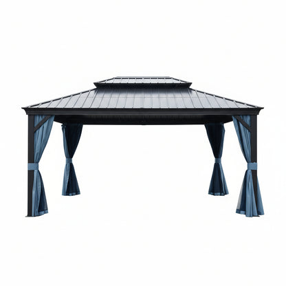 12-Ft X 16-Ft Gazebo Gray Gazebo with Hardtop Roof (Screen Included)