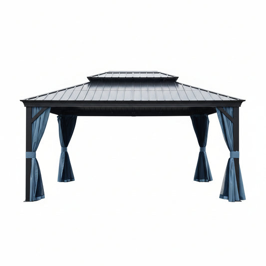 12-Ft X 16-Ft Gazebo Gray Gazebo with Hardtop Roof (Screen Included)