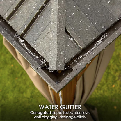 12-Ft X 16 Gazebo Brown Gazebo with Hardtop Roof (Screen Included)