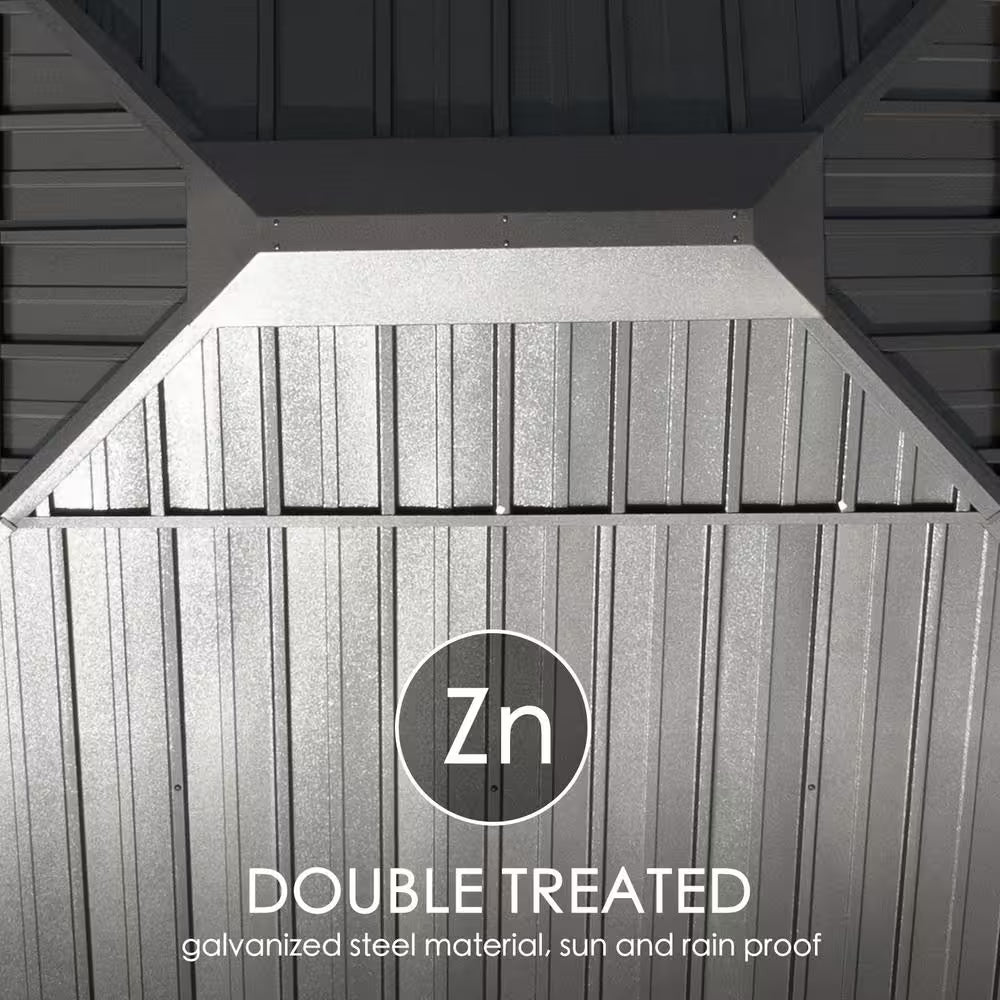 Apollo 12 Ft. X 14 Ft. Wood like Aluminum Hardtop Gazebo with Galvanized Steel Roof and Mosquito Net