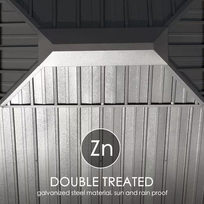 Apollo 12 Ft. X 14 Ft. Wood like Aluminum Hardtop Gazebo with Galvanized Steel Roof and Mosquito Net