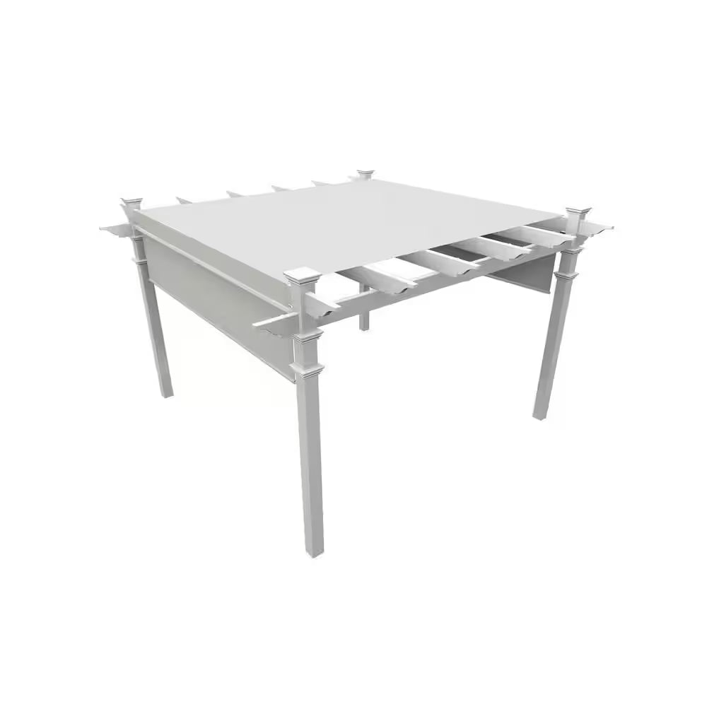 120"L X 120"W X 108"H Vinyl Malibu Canopy Pergola, White, VA42057