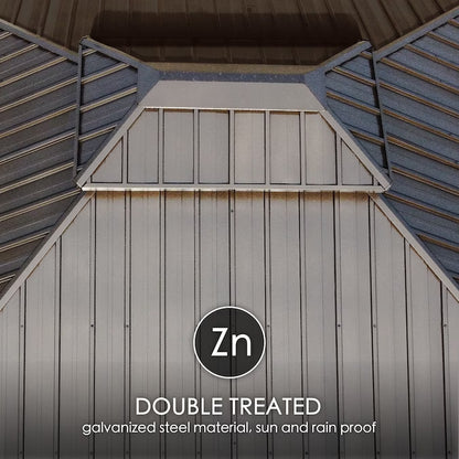 12-Ft X 16 Gazebo Brown Gazebo with Hardtop Roof (Screen Included)