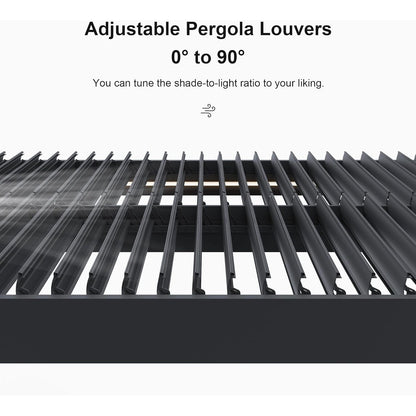 Grey Louvered Pergola Outdoor Aluminum Pergola with Adjustable Roof for Patio Grey Hardtop Gazebo