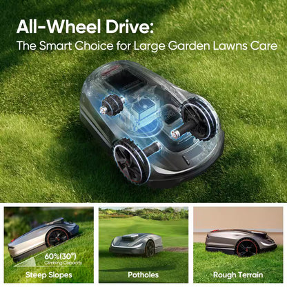 X5 Wireless 8 In. Robot Lawn Mower 0.5 Acre / 21500 Sq. Ft., All-Wheel-Drive, App Control, AI Obstacle Avoidance and RTK