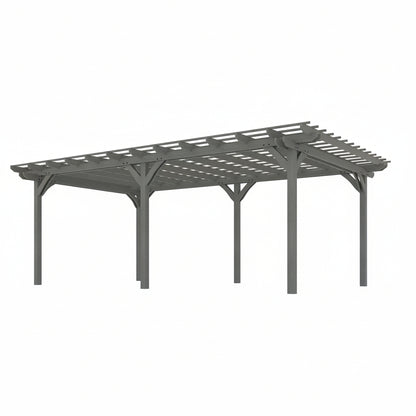 12' X 20' Wooden Pergola Grape Trellis, Outdoor Gazebo for Garden, Patio, Backyard, Deck, Gray
