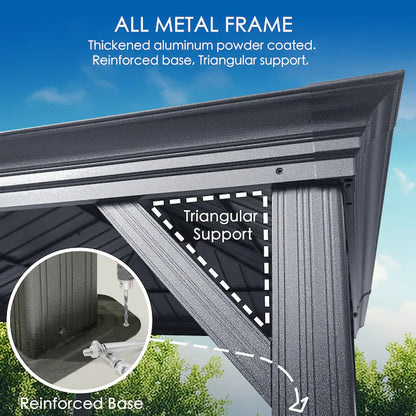 12-Ft X 16-Ft Gazebo Gray Gazebo with Hardtop Roof (Screen Included)